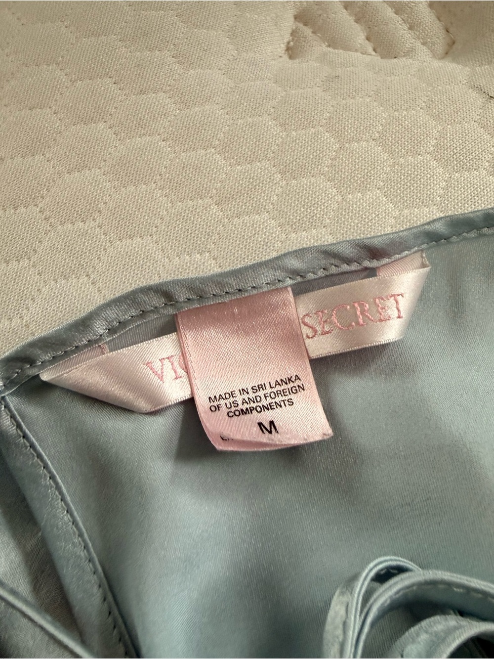 Victoria's Secret Pale Blue Satin Slip with Brown Lace Appliqué #2 - Picture 8 of 8